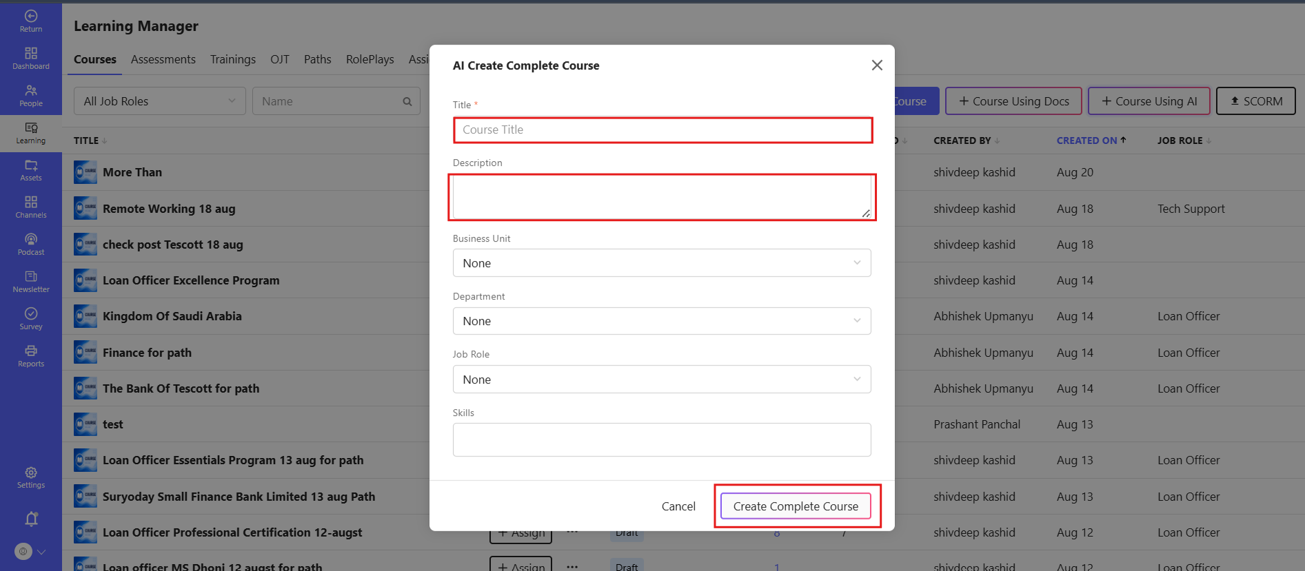 AI Course Generation